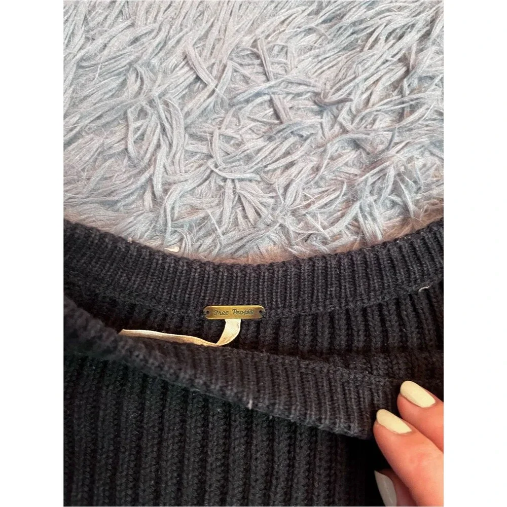 Free People Black Extra Oversized Cropped Sweater Size S